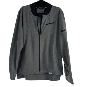 Nike Basketball Hyper Elite Jacket Mens L Gray Dri Fit Ventilated Back Full Zip